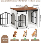 MAHANCRIS Farmhouse Nightstand and Dog Crate Furniture Bundle, End Table with Barn Door, Wooden Dog Cage for Small Medium Dogs, Side Table for Bedroom, Living Room, ET155-DCBA9601