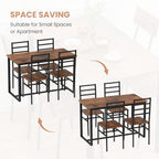 Kitchen Dining Table Set for 4, 5-Piece Kitchen Table and Chairs, Base Reinforcement Structure Dining Room Table Sets, Dining Table with 4 Chairs for Small Space, Dinette, Apartment
