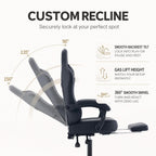 Office Desk Computer Gaming Chair for Adults, Ergonomic High Back Gamer Chair with Massage and Pocket Spring Cushion, Swivel Comfy Video Game Chairs with Footrest and Lumbar Support (Black)