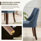 UVV Wooden Dining Chairs Set of 2, Mid Century Upholstered Dining Room Chair Kitchen Chairs, Chenille Dinner Chair with Solid Wood Legs for Kitchen Dining Room, Navy Blue