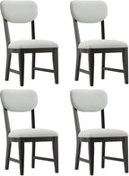COLAMY Solid Wood Dining Chairs Set of 4, Mid Century Modern Upholstered Kitchen Chairs with 3.3" Thick Cushion, Farmhouse Dining Room Chairs with Level Legs & Wire-Brushed Finish, Black