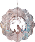 SPRING SONG Cat 3D Kinetic Wind Spinner for Yard and Garden Mirrored Stainless Steel Spinner Indoor and Outdoor Hanging Decor Crafts Ornament Gifts Kinetic Art Yard Garden Hanging Wind Spinner