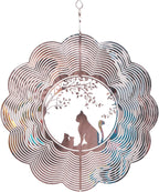 SPRING SONG Cat 3D Kinetic Wind Spinner for Yard and Garden Mirrored Stainless Steel Spinner Indoor and Outdoor Hanging Decor Crafts Ornament Gifts Kinetic Art Yard Garden Hanging Wind Spinner