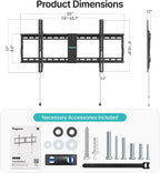 PEGZONE Low Profile TV Wall Mount for 43-95 Inch TVs, 1.1 Inch Ultra Slim | Fixed TV Wall Mount with 220 lbs Capacity, Max VESA 800x400mm, Fits 16"/18"/24" Wood Studs & Concrete Walls