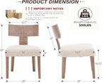 Linen Dining Chairs Set of 6 with Natural Wood Legs, Farmhouse Upholstered Side Chair with Curved Backrest for Living Room/Restaurant, Beige-Light Brown Legs