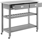 Crosley Furniture Chloe Rolling Kitchen Island | Storage Cart, Microwave Stand, Wine Rack, Gray