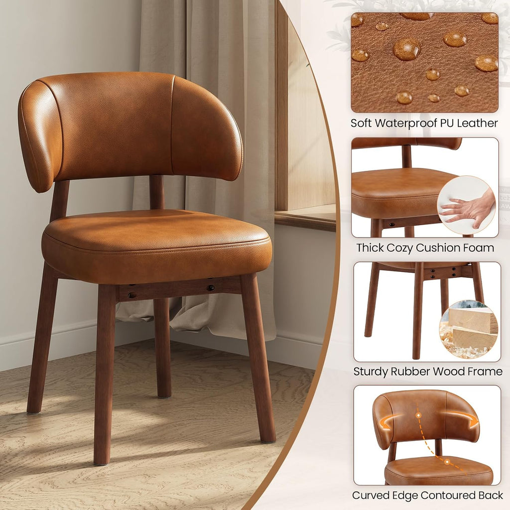 MALOL 47"-63" Extendable Round to Oval Dining Room Table Chairs Set for 4-8, Modern Wooden Kitchen Table and Chairs with Hidden Storage and Fluted Design for Dining Room/Small Space(White and Brown)