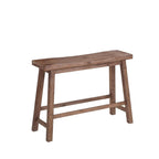 Benjara 33 Inch Saddle Seat Bench, Sandblasted Antique Brown Acacia Wood, Angled Frame Design, Rustic Entryway Bench for Dining Room, Bedroom, Hallway, Living Room and Home Decor