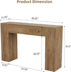 43 Inch Wood Console Table, Natural Oak Small Sofa Table for Entryway Living Room, Farmhouse Rectangular Accent Couch Table Behind Sofa with Sturdy Wood Base, for Hallway Foyer Entrance
