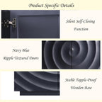 59 Inch Contemporary Sideboard Buffet Table - Navy Blue Ripple Design Storage Cabinet, Accent Console for Kitchen Dining Room, Entryway & Living Room
