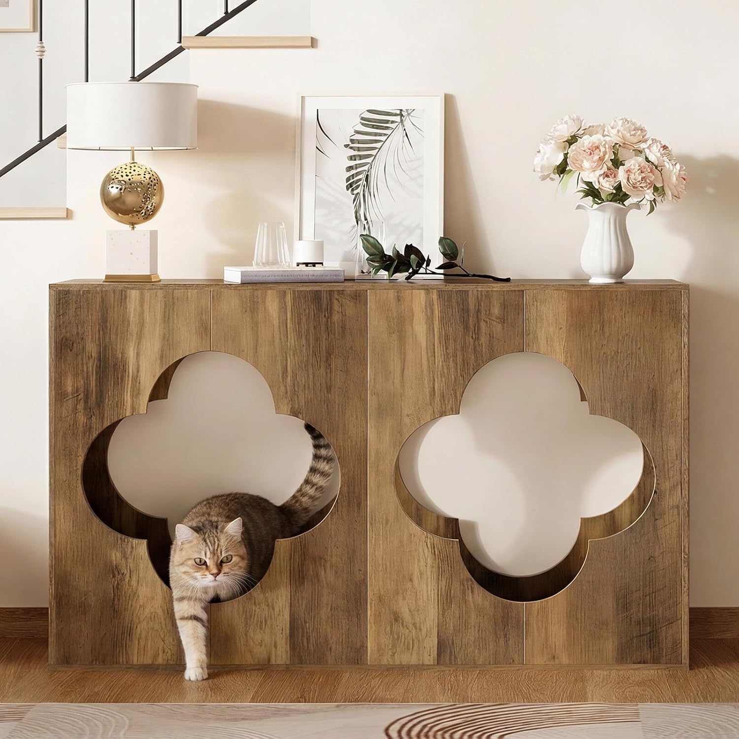 Tohomeor Farmhouse Console Table, 2-Tier Entryway Table with Storage, Behind Couch Table Wood Narrow Console Tables for Living Room, Foyer, Hallway, Entry, Retro Brown