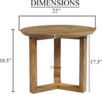 TUP THE URBAN PORT Nina 18.5" Round Handcrafted Side End Table | Natural Brown Mango Wood