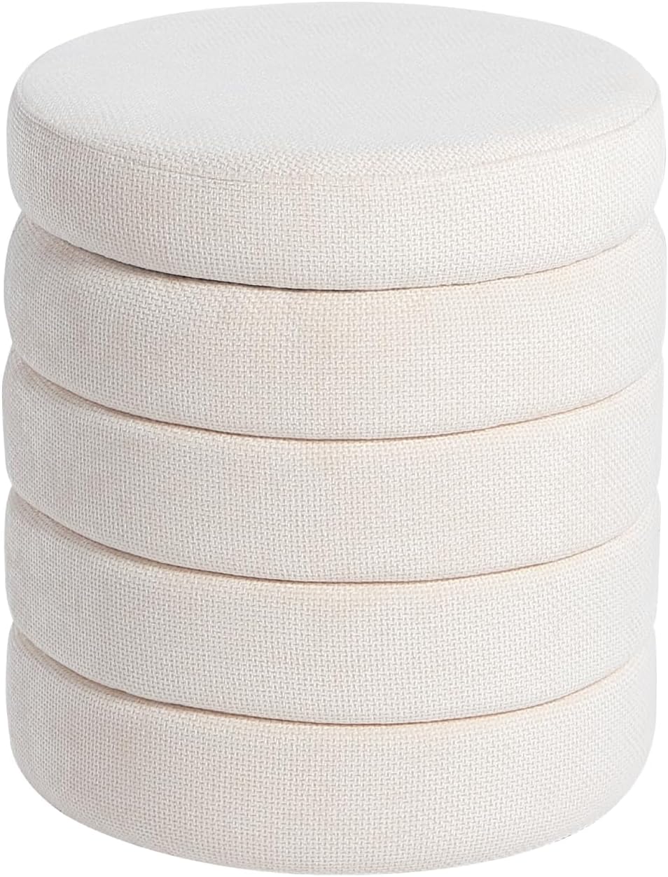 Get Set Style Modern Round Ottoman with Soft Padded Seat, Storage Vanity Chairs for Makeup, Upholstered Footrest Stool Ottoman Foot Stool for Living Room, Bedroom