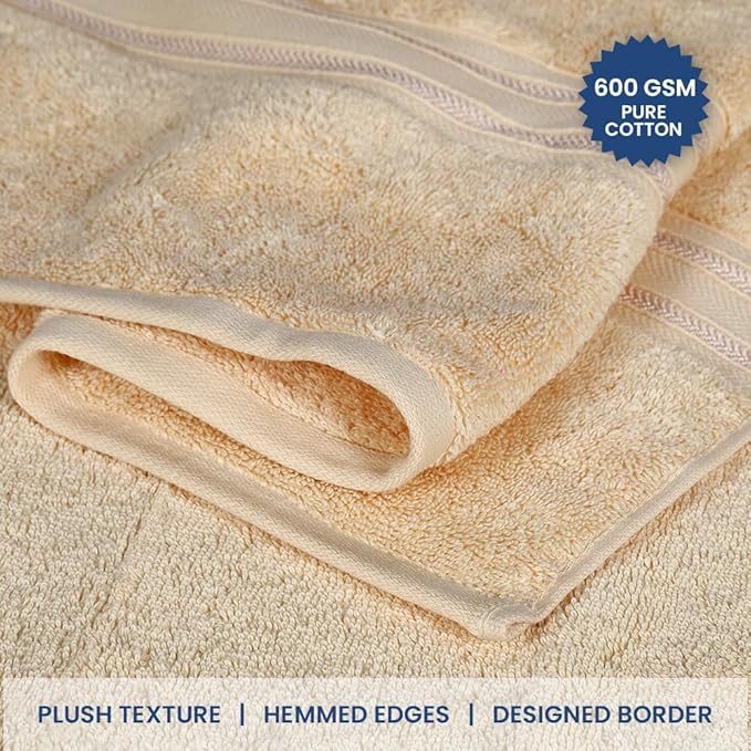 Casa Lino Set of 4 Luxury Linen Bath Towels Extra Large | 100% Soft Cotton 600 GSM Thick Absorbent Quick Dry Hotel Bathroom Towel for Home | 30"x60" | Linen