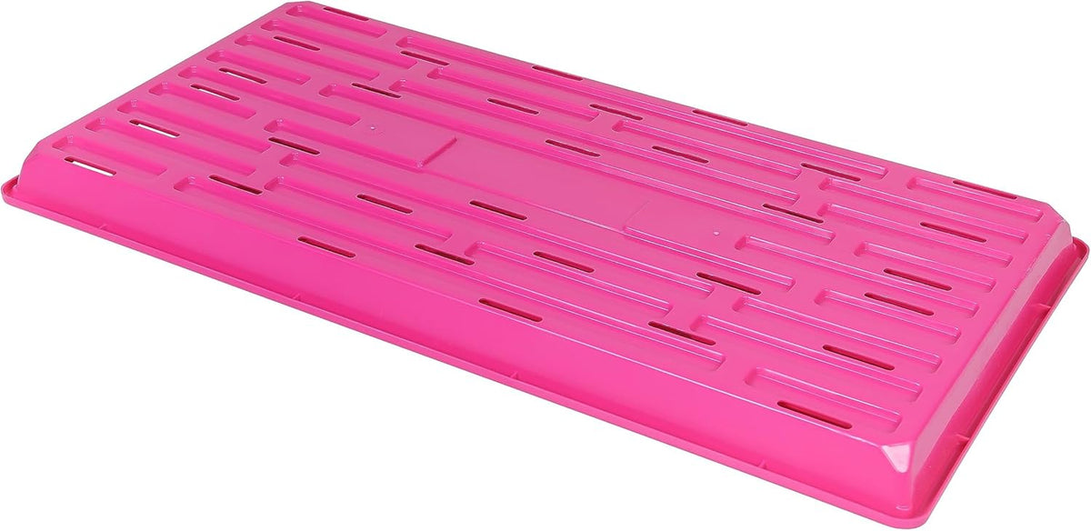 SUNPACK 10" x 20" Heavy Duty Shallow Plastic Seed Starting Tray, Magenta, 1" (Pack of 30) - Lined with Drainage Holes for Excess Water and Aeration, Ideal for Greenhouses or Indoor Gardening