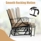 GIANTEX Patio Glider, Outdoor Rocking Chair with Thick Cushion | Sprayed Metal Frame, Curved Armrest, Glider Swing Chair for Garden, Yard, Lawn, Porch Rocker
