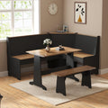 AMERLIFE 3-Piece Corner Dining Set with Hidden Storage, Black Oak | Dining Set for Small Spaces, Lift Up Storage Compartments, L Shaped Layout, Space Saving Furniture, Kitchen Dining Area