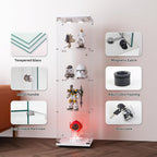 FANYUSHOW Display Cabinet with Glass Door and LED Light, 4-Tier Tempered Glass Display Shelf, Glass Curio Cabinet Collection Display Case, Display Case Cabinet, White 64.7" H x 16.7" L x 14.37" W