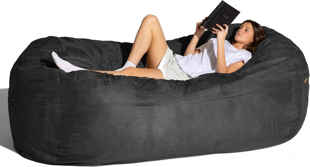 Jaxx 7 Foot Giant Bean Bag Sofa, Black