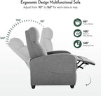 Massage Recliner Chair, Recliner Sofa Fabric for Adults, Recliners Home Theater Seating with Lumbar Support, Reclining Sofa Chair for Living Room, Greige