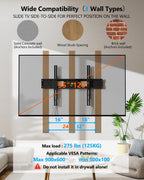 FORGING MOUNT Heavy Duty Fixed TV Wall Mount Holds up to 275Lbs for 50-120 inch TVs 3-Stud Low Profile TV Mount Ultra Slim Universal Bracket Fits 16"/18"/24" Studs MAX VESA 900x600mm- Easy DIY Install