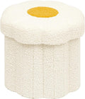 B FSOBEIIALEO Storage Ottoman Cube, 12.6" Ottoman with Storage, Cream White | Sunflower Shaped Footstool，Small Ottomans for Dorm , Faux Teddy Fur, Collapsible Folding Pouf Seat,Living Room, Entryway
