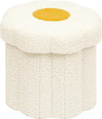 B FSOBEIIALEO Storage Ottoman Cube, 12.6" Ottoman with Storage, Cream White | Sunflower Shaped Footstool，Small Ottomans for Dorm , Faux Teddy Fur, Collapsible Folding Pouf Seat,Living Room, Entryway