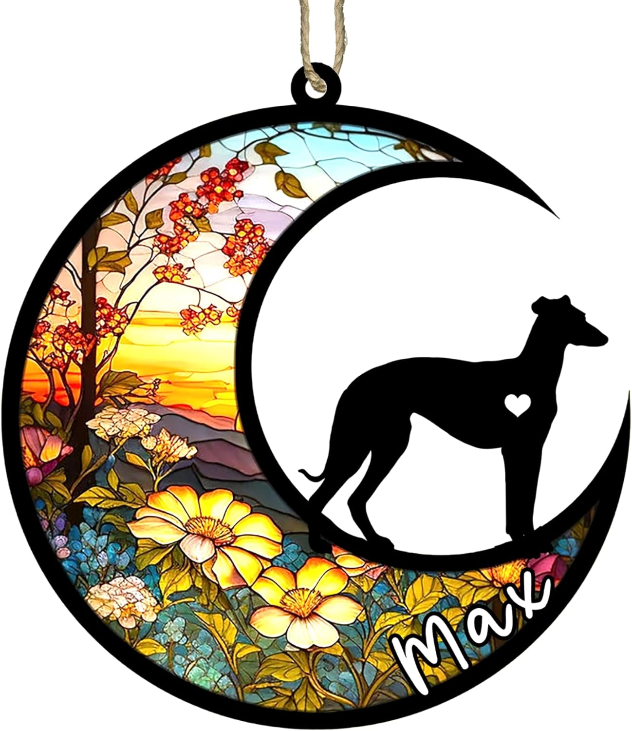 Personalized Dog Memorial, Custom Name Whippet Dog Christmas Ornament with Name, Custom Breeds, Pet Loss Light Catcher, Gifts for Lovers Loss of Pet Sympathy on Mothers Day Christmas