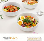 Large Soup Bowls Set of 3, Ceramic Salad Bowls 37 oz, White Pasta Bowls 7 inch, Serving Bowl for Cereal, Noodle Ramen, Pho, Fruit