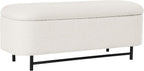 HomePop Ellipse Modern Storage Bench with Metal Legs |Homepop Home Décor|Bench with Storage for Living Room & Bedroom - Cream Boucle