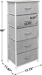Sorbus Nightstand with 5 Drawers - Bedside Furniture & Night Stand End Table Dresser with Steel Frame, Wood Top, Easy Pull Fabric Bins for Home, Bedroom Accessories, Office & Dorm