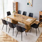 gopop 79" Modern Wood Dining Table Set for 8 with Faux Leather Chairs, Solid Farmhouse Dining Set, Sturdy Modern Rectangular Table for Kitchen, Dining Room or Living Space