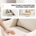 VINGLI Linen Fabric Accent Chairs Set of 2, Beige Modern Upholstered Armchair, Comfy Sofa Chair Living Room Bedroom Furniture for Apartment
