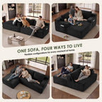 96" Sectional Couches for Living Room Cloud Couch Sofa with L-Shape Upholstered Couchs Modern Modular Sectional Couch with Chaise