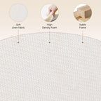 Get Set Modern Linen Ottoman Stool Vanity Stool Foot Rest Stool, Square Small Vanity Chair for Makeup Room, Footrest Stool with Metal Legs, Side Table Ottoman for Living Room, Bedroom, Walk-in Closet