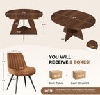 Miereirl Extendable Dining Table Set for 4-6, 47.24"-63" Round to Oval Dining Table Set with Upholstered Chairs, Hidden Storage Shelf, Kitchen & Dining Room Furniture for Apartment