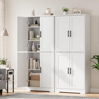 IDEALHOUSE Pantry Cabinet,70" Tall Kitchen Pantry Cabinet with 4 Doors and 3 Adjustable Shelves, Freestanding Cupboard, Modern Storage Cabinet for Bathroom, Dining Room, Living Room (White)