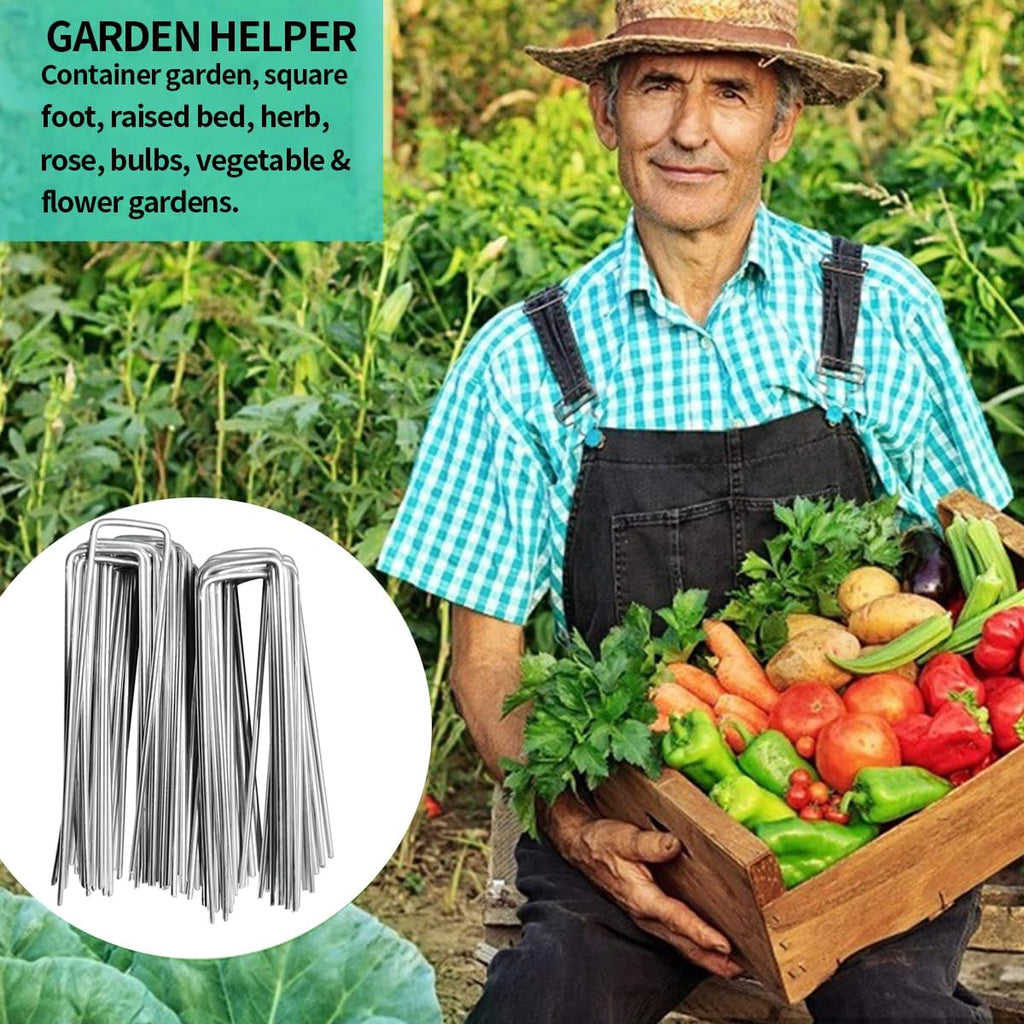 100 Pieces 6 Inch 11 Gauge Galvanized Landscape Staples,Stakes for Outdoor Decorations, Anti-Rust Staples for Weed Barrier Fabric, U-Shaped Tent Stakes