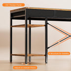 Sweetcrispy 47" Computer Desk with 6 Fabric Drawers & Storage Shelves | Reversible Gaming Desk, Office Desk, Computer Workstation, Corner Desk with Storage, Home Office, Living Room,Rustic Brown