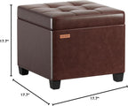 ABHENG Steel Frame Square Ottoman with Storage Antique Brown UASND63R | 17.7" x 17.7" x 17.7", Hold 660 lbs, 48L Storage Capacity, Waterproof Synthetic Leather, Removable Lid, for Dorm Living Room