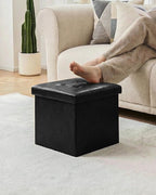 B FSOBEIIALEO Storage Ottoman Small Cube, Foot Rest Seat Faux Leather Dorm Room Ottoman Black 12.6"X12.6"X12.6" (2 Pack)