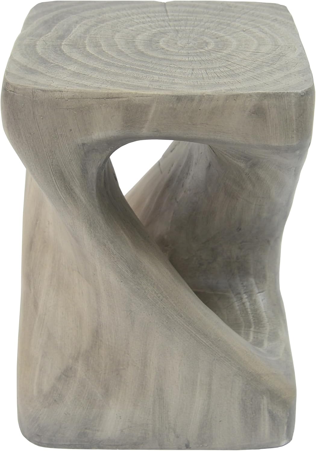 MGO Twist Shape Side Table for Indoor Outdoor, 16 Inch Modern Spiral End Table with Wood-Like Texture, Accent Table for Living Room Patio, No Assembly Required (Grey)