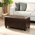 Asense Storage Ottoman Bench, Faux Leather Ottoman with Storage for Living Room Bedroom, Multi-Functional Storage Chest Foot Rest, Upholstered Bench for End of Bed, Entryway, 35.4" W