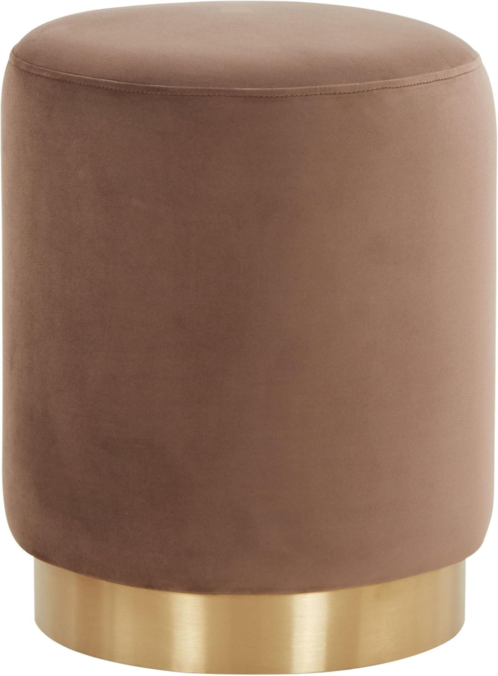 SAFAVIEH Couture Collection - Elsworth Brown Velvet Ottoman with Brass Base, Modern Accent Seat, Fully Assembled (SFV3558F)
