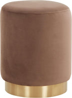 SAFAVIEH Couture Collection - Elsworth Brown Velvet Ottoman with Brass Base, Modern Accent Seat, Fully Assembled (SFV3558F)