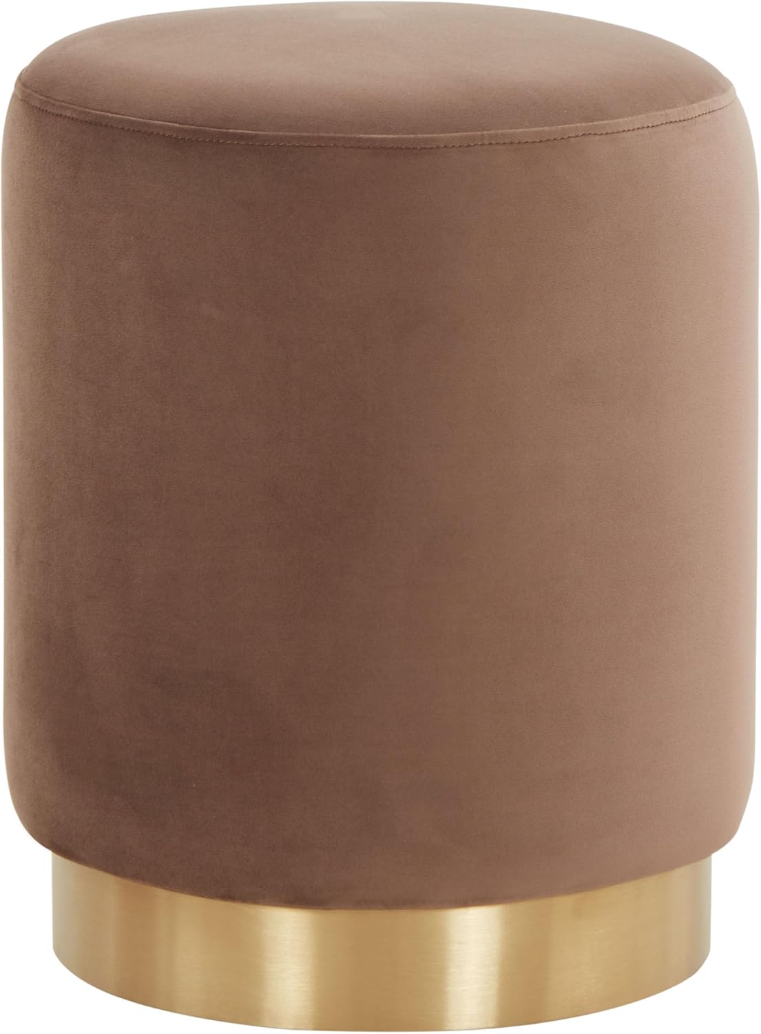 SAFAVIEH Couture Collection - Elsworth Brown Velvet Ottoman with Brass Base, Modern Accent Seat, Fully Assembled (SFV3558F)