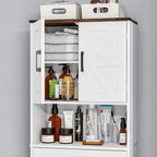Bigbiglife Farmhouse Kitchen Pantry Cabinet, 67" Tall Kitchen Storage Cabinet, Kitchen Hutch with Microwave Stand & Barn Doors and Drawers for Dining Room, Living Room, Study