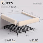 Homkdom Queen Boucle Platform Bed Frame with Anti-Collision Corners, Beige