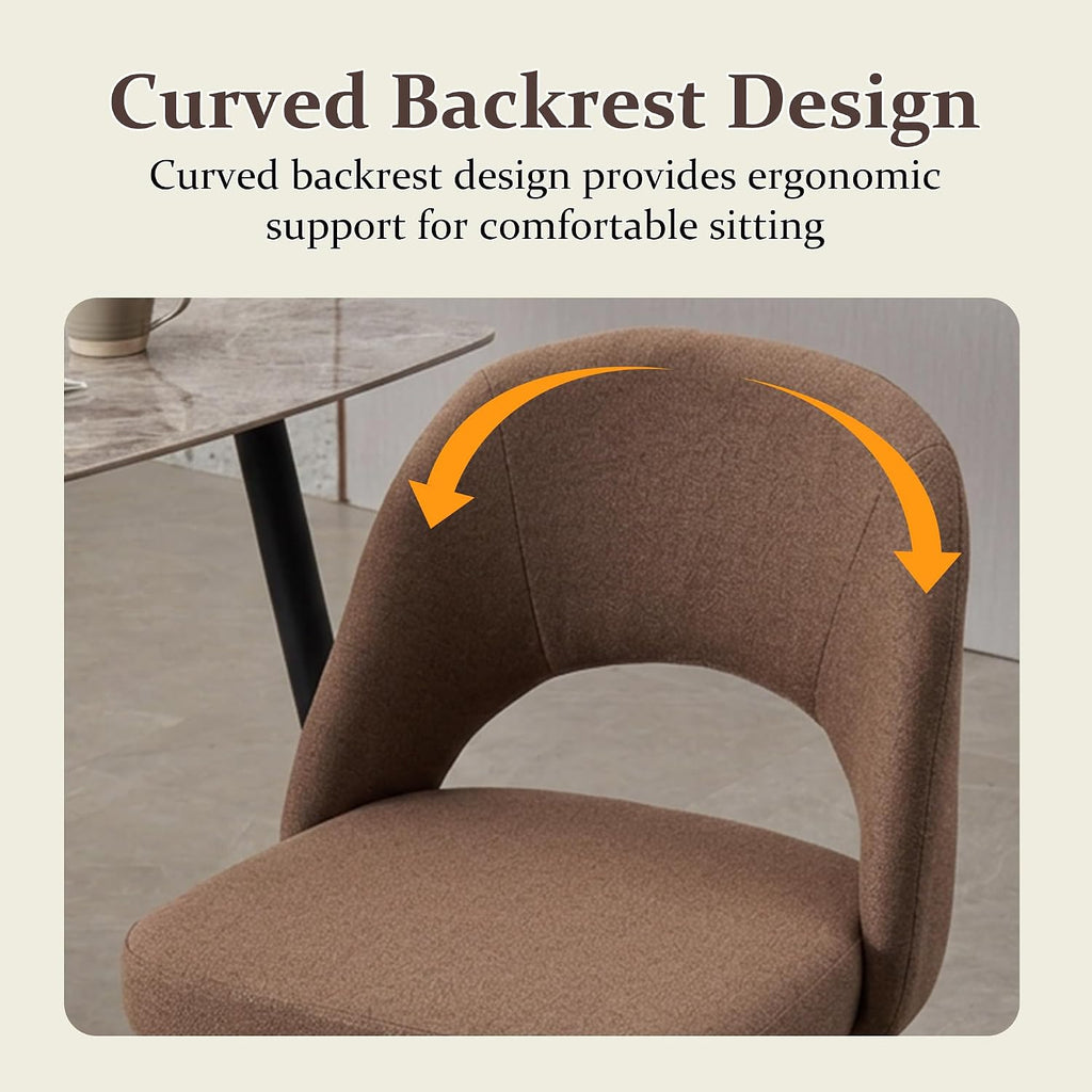 Modern Dining Chairs, Fabric Upholstered Accent Kitchen Chairs with Comfy Padded Seat & Sturdy Metal Legs, Side Farmhouse Chairs for Dining Room, Living Room, Restaurant (Brown, Set of 6)