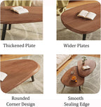 Nesting Coffee Tables Set of 2, Mid Century Modern Center Table,Wood Table top and Metal Support, Irregular Accent Table for Living Room